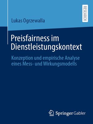 cover image of Preisfairness im Dienstleistungskontext